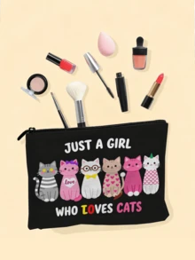 1pc Cat Makeup Bags For Girl, Cute Cat Themed Gifts For Girls, Small Cat Lover Travel Cosmetic Bag, Zipper Pouch For Teens Daughter Sister, Funny Cat Stuff Birthday Christmas Decorations Makeup Organizer Makeup Storage Bag Mini Pouch Travel Small Makeup Case Accessories Make Up Holder Brush Bag Make Up Container Cosmetic Bag Travel Essentials Ladies Accessories Travelling Stuff Makeup Pouch Make Up Pouch - Multicolor - View 5
