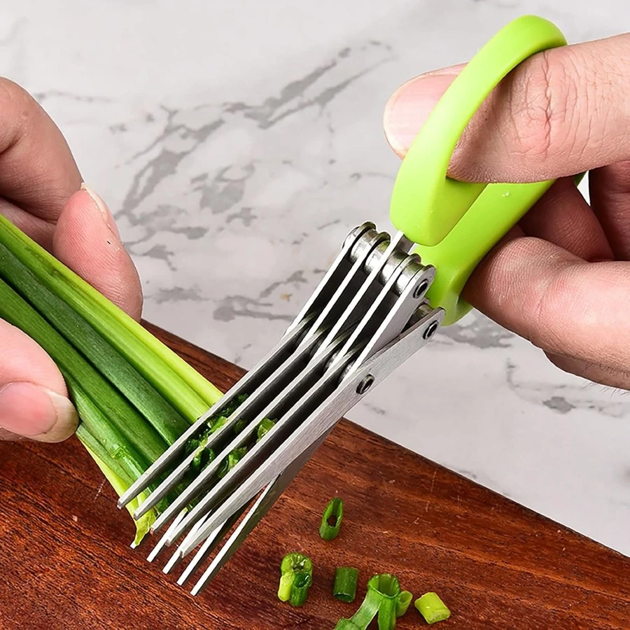 1/3/5PCS Five-Layer Stainless Steel Kitchen Scissors, Multi-Functional Onion And Herb Slicer, Suitable For Grilling, Kitchen, And Restaurant Use, A Kitchen Essential