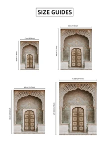 1幅无框摩洛哥门图案墙画，伊斯兰风格拱形复古印花，波西米亚风家居装饰，适用于客厅、卧室、宿舍，是返校季的完美礼物和派对装饰，趣味海报，房间装饰，卧室装饰，墙面装饰，复古印花，大学宿舍必备 - 彩色 - 查看 8