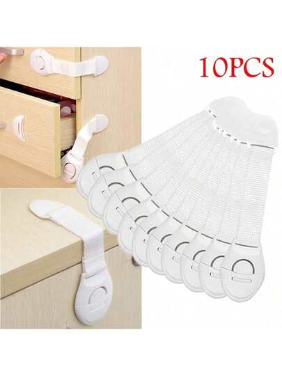 10pcs Multi-Functional Safety Locks, Child Proof Drawer Locks, Extra Long Fabric Locks Suitable For Cabinets, Refrigerators, Furniture, Safety Protection