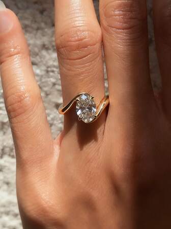 1 件 925 纯银优雅奢华扭臂椭圆形锆石 2 克拉戒指女士派对和生日戒指时尚珠宝礼物