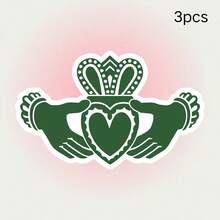 Autocollant vinyle Claddagh celtique - Autocollant mat durable, motif main, cœur et feuille, convient aux voitures, camions, ordinateurs portables, bouteilles d'eau - Art traditionnel irlandais, usage unique, autocollant pour pare-chocs, décoration irlandaise, application facile, résistant aux intempéries, personnalisation d'ordinateur portable - Multicolore - Voir 10