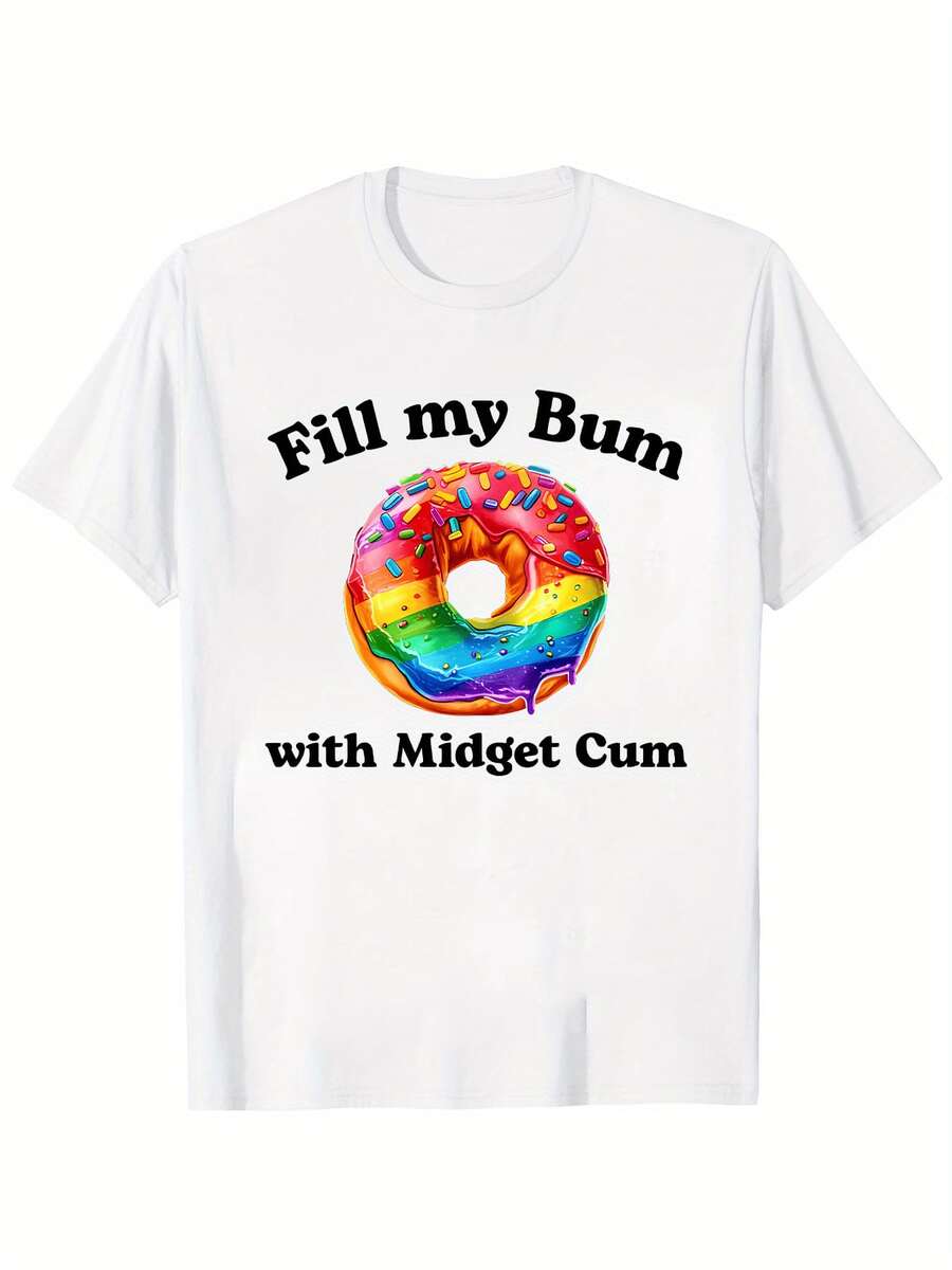 Funny Adult Humor T-Shirt - "Fill My Butt With Gnome Centimeters" Vulgar Gnome Slogan, Inappropriate Offensive Joke T-Shirt, Party And Social Event Casual Short Sleeve Shirt, Sarcastic Meme Clothing - 白色 - 查看 1