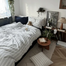 Vclife Modern Luxury Solid Color Duvet Cover Full For Girls Women And Jersey Knit Cotton Duvet Cover Queen Soft Grapefruit Bedding Set Queen , Ultra Soft, 4 Corner Ties With Two Pillowcases, No Comforter - 被套三件套-早安莫里 - 查看 6