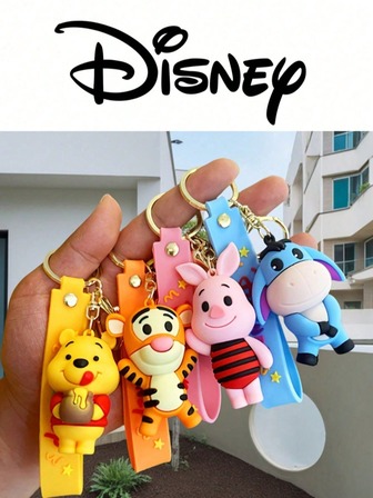 Disney Winnie The Pooh Keychain - Adorable Silicone Charm, Suitable For Bags And Cars, Ideal Valentine's Day Gift, Includes Designs Of Bear, Tigger, Piglet And Eeyore, Daily Carry Accessory | Playful Design | Durable Keychain, Cute Keychain Accessory, Halloween, Christmas