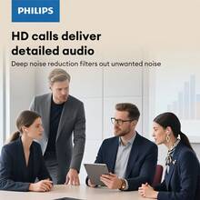 PHILIPS 飞利浦新款蓝牙6.0无线耳机，降噪麦克风，持久舒适，适用于办公、学习、游戏等多种场合，兼容智能手机/平板电脑（官方认证） - 升级超长续航 - 灰色 - 查看 6