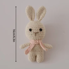 1个手工编织兔子摇铃 - 柔软毛绒兔子环形玩具，适合婴儿，混色面料，易于抓握，吸引宝宝注意力，发出舒缓的摇铃声，适合婴儿房装饰，促进认知发展，适合作为复活节、圣诞节、生日和新生儿礼物，也可作为复活节篮子填充物。 - 彩色 - 查看 3