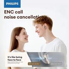 PHILIPS 飞利浦新款蓝牙6.0无线耳机，降噪麦克风，持久舒适，适用于办公、学习、游戏等多种场合，兼容智能手机/平板电脑（官方认证） - 升级超长续航 - 灰色 - 查看 4