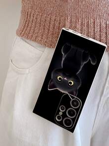 Fundas para teléfono populares. Gato negro misterioso .Cómodas al tacto. Compatibles con Apple  16, 15, 14, 13, 12, 11, Pro, Max, Plus, X, XR, XS Max y  S24, S25, S23, S22, S21, S20, A35, A34, A32, A55, A54, A15, A13, A14, A12. - Blanco - Ver 3