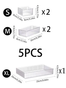 7件套波浪形透明化妆品收纳盒，桌面收纳盒，抽屉收纳盒，台面收纳盒，可堆叠收纳盒，卧室装饰，节日装饰，房间装饰，家居装饰收纳盒，适用于收纳整理化妆品、文具、餐具、香水等。 - 無色 - 查看 17