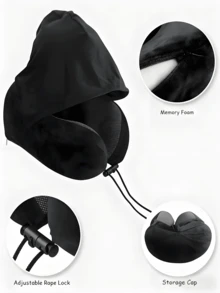Outdoor Travel Car Pillow, Memory Foam U-Shaped Hooded Pillow, Removable And Washable, Hooded Neck Pillow, Available In Multiple Colors - Multicolor - View 6