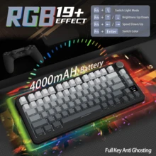 Bàn phím chơi game ATTACK SHARK X85PRO, 3 chế độ, thiết kế gioăng, màn hình, công tắc Blueberry, có thể thay nóng không dây 2.4G, Bluetooth 5.0, có dây USB, lập trình keymap, đèn RGB, pin 4000mAh, phím PBT có núm kim loại, 81 phím cho PC, tương thích với Windows - Nhiều màu - Xem 8