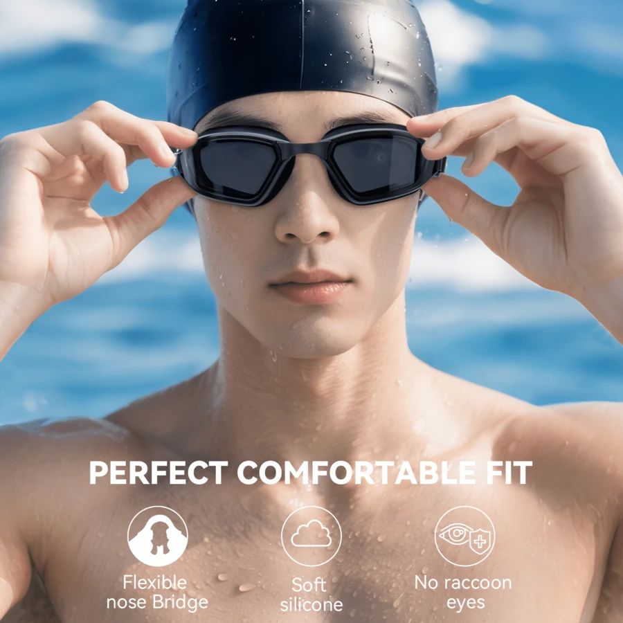 High Definition Waterproof Anti-Fog Swimming Goggles, Professional Racing Goggles Suitable For All Ages - Multicolor - View 1