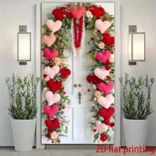 Wielofunkcyjny wianek na drzwi w kształcie serca z poliestru – dekoracja na Walentynki, wesele, rocznicę, wieczór kawalerski i inne święta, nie wymaga prądu, baner imprezowy 2D - Wielokolorowe - Zobacz 4