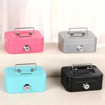 1pc New Multi-Color Metal Piggy Bank With Lock - Portable Mini Money Box - Material: Metal - Features: Lockable, Storage, Coin Saving - Suitable For: Home, Teens, Office Workers - Appearance: Multi-Color, Mini Handheld - Coin Collection - Collectors - Holiday Gift, Christmas Gift, Birthday Gift, Ideal Present - A Perfect Surprise Gift