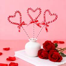 4个红白相间心形装饰签，情人节花束装饰、餐桌摆饰、DIY婚礼、生日派对装饰、浪漫礼物点缀 - 紅白色 - 查看 8