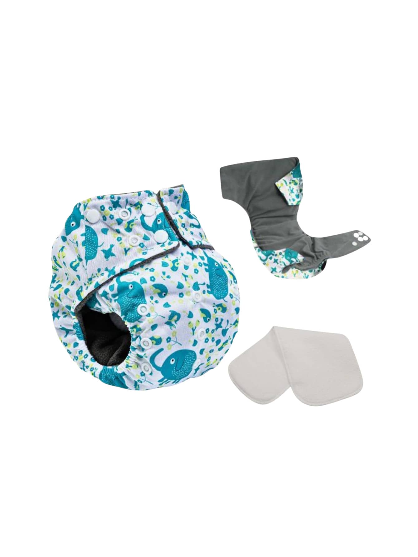 BABYBAMBOO Reusable Reusable Bamboo Cloth Diaper + 2 Inserts 4 Layers Of Microfiber - Green - View 1
