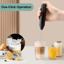 Juego de espumador de leche eléctrico + estante de almacenamiento, operación con un solo toque, produce fácilmente espuma de leche rica y cremosa. Batidor de acero inoxidable 304, apto para café, leche, jugo y matcha. - Negro - Ver 8