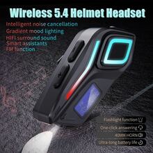 1/2 piezas Casco de motocicleta 2 en 1 con auriculares inalámbricos, radio FM estéreo, intercomunicador inalámbrico, manos libres, cancelación de ruido, batería de litio recargable, carga tipo C, negro, comunicación para motocicleta | Equipo de motocicleta moderno | Auriculares duraderos - 1 - Ver 7