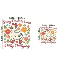 1/2/3 Stücke "Sorry, ich bin spät dran. Ich schlendere. Spaß Mama." Satirischer, retro-bohemischer Stil. Spaß Mama. DIY Aufkleber. Geeignet für Kleidung. T-Shirts, Jeans, Rucksäcke. Kleidungsaufkleber. Personalisierter Stil. Waschbar. Transferdruck Design. Aufkleber. Gänsedesign - Verschiedenfarbig - Übersicht 5