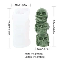 Molde de silicona en forma de calavera apilada para vela aromática, joyería de resina, cuentas y manualidades DIY | Decoración espeluznante para el hogar y regalo de Halloween hecho a mano - Blanco - Ver 4
