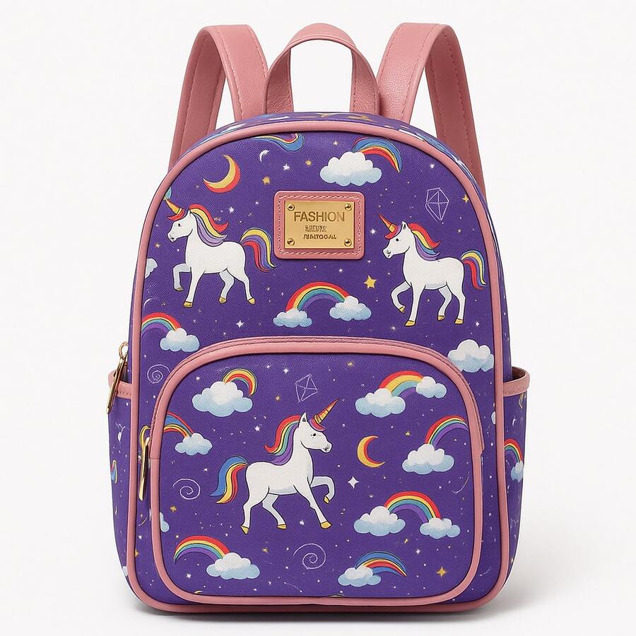 Diaper Bag For Boys And Girls, Backpack For Outings, School, Daycare. - 獨角獸 // 紫色 - 查看 1