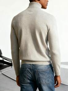 GRDR Men's Turtleneck Long Sleeve Knit Sweater, Versatile For Daily Wear - Light Grey - View 2