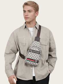 Men Fashionable Oblique Shoulder Bag, Multi-Function Chest Bag, Unisex Mini Backpack, Phone Bag, Crossbody Bag, Waist Bag, Suitable For Students, Commuting, Gifts, Autumn, Christmas, Valentine's Day, Back To School Season, Thanksgiving, Vintage Sports Style, Casual Men's Bag, Wallet, Sling Bag, Business Messenger Bag - one-size - View 3