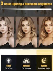 Rechargeable LED Makeup Mirror, 3 Lighting Modes, Touch Control, Adjustable Brightness, Portable Lighted Vanity Mirror, Travel Makeup Mirror With Lights - Multicolor - View 5