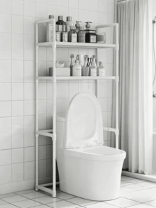 1pc INS Style Black/White Washing Machine Shelf, Multi-Layer Bathroom Laundry Room Storage Rack, Multifunctional Organizer, Space Saving For Rental Apartments - Multicolor - View 15