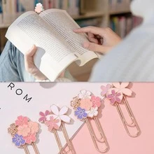 1/2/3pcs Creative Metal Bookmarks, Elegant Sakura Flower Bookmarks, Multicolor Floral Bookmarks, Study Stationery Reading Accessories Premium Metal Bookmark Set Featuring Sakura Motif With Colorful Enamel Accents For Journals, Planners, And Notebooks; Enhances Reading Focus And Organization; Ideal Gift For Book Lovers, Students, And Office Desk Decor; Durable, Stylish, And Timeless For Everyday Use - Multicolor - View 3