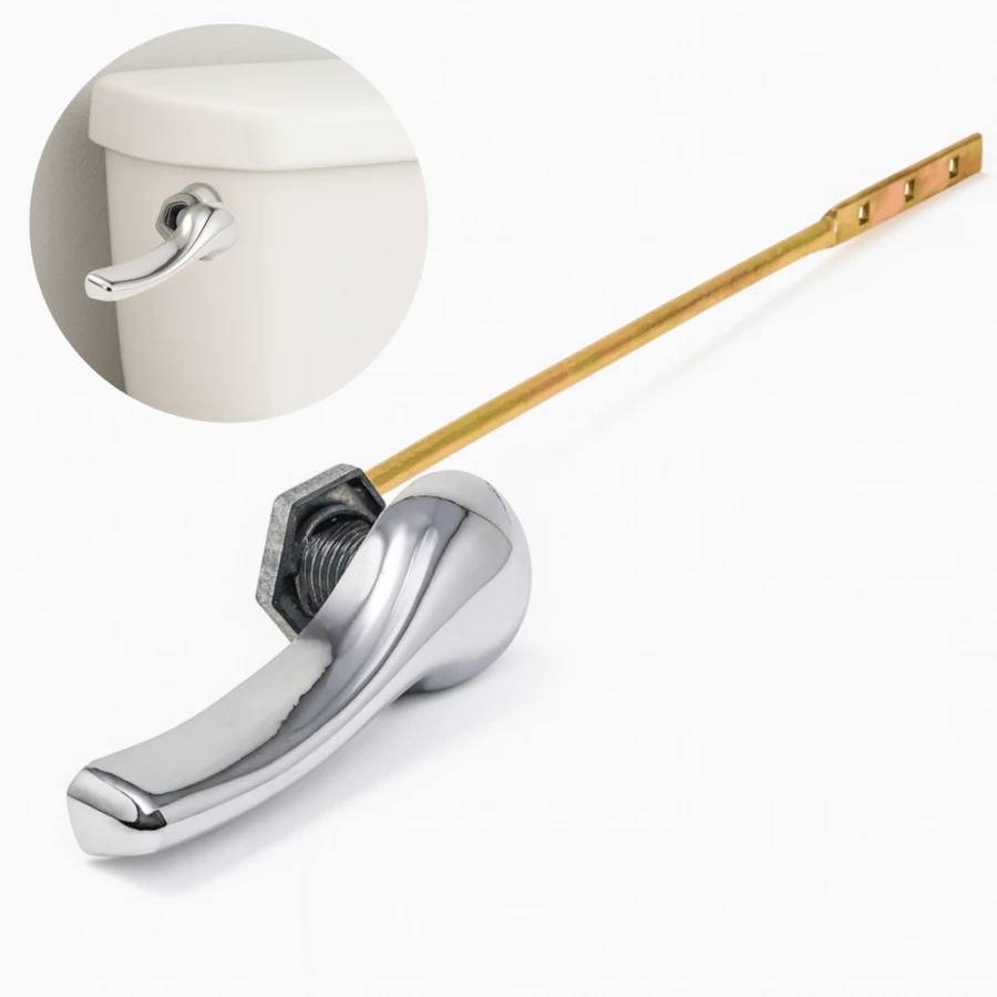 Chrome Toilet Tank Lever, Universal Metal Replacement Part, Quick Installation, Compatible With Standard Toilets, Elegant And Functional Design - Silver - View 1