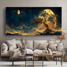 Framed 2D Flat, 1pc Giant Tree Of Life Canvas Print - Abstract Wall Art, Modern Geometric Design For Living Room, Bedroom, Kitchen And Bathroom Decor -  Indoor/ Outdoor Canvas Art, 2D Flat - Framed - 查看 2