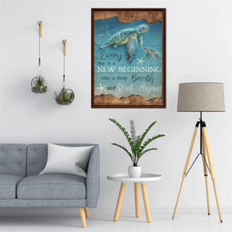 1 Parça Okyanus Altındaki Kaplumbağa Her Gün Yeni Bir Başlangıç Tuval Duvar Sanatı Ev Dekorasyonu Yatak Odası Oturma Odası Banyo Çerçevesiz
