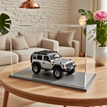 1个大号透明亚克力展示盒，两种尺寸可选，塑料组装防尘展示盒，带哑光黑色底座，适用于展示手办、汽车模型、积木、收藏品、雕像、模型等。 - 黑底透明 - 查看 5