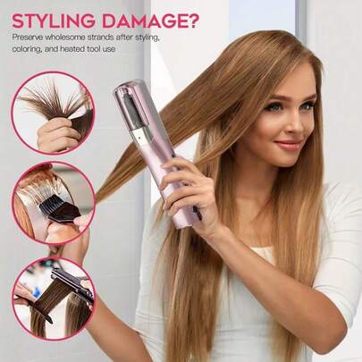 Recortador de puntas divididas recargable por USB, Recortador de cabello eléctrico automático para puntas secas, divididas, dañadas y frágiles, Herramienta de arreglo de cabello unisex, Dispositivo de peinado portátil, Regalo de vacaciones para mujeres
