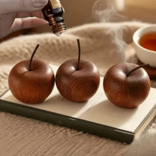 1/3PCS Solid Wood Apple Diffuser, Natural Sapele Wood Apple-Shaped Diffuser - Solid Wood Essential Oil Diffuser, Solid Wood Texture, Practical Fragrance Tool, Exquisite Decoration. Drop In The Essential Oil And It Will Naturally Release The Fragrance, Adding A Pleasant Atmosphere To Rooms, Studies And Other Spaces. No Battery Required, Long-Lasting Scent, Suitable For Both Home And Car Use, Ideal For Festival Decoration And Gift-Giving - Multicolor - View 7