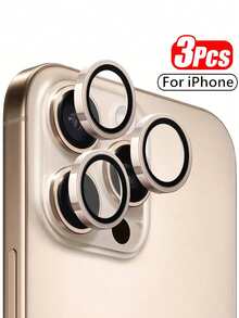 3片装相机镜头保护膜，兼容 17/17 Pro/17 Pro Max/17 Air/16 Pro/15/14/13/12/11 Pro Max/16e，9H硬度钢化玻璃，高清，金色 - 棕色 - 查看 14