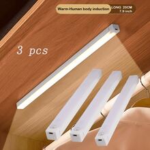1 pezzo Luce notturna a LED con sensore di movimento ricaricabile USB, di forma rettangolare, adatta per camera da letto, corridoio, scale, armadio, mobiletto, luce calda/bianca, dimensioni disponibili: 50/30/20/10 cm - Bianco - Visualizzare 26