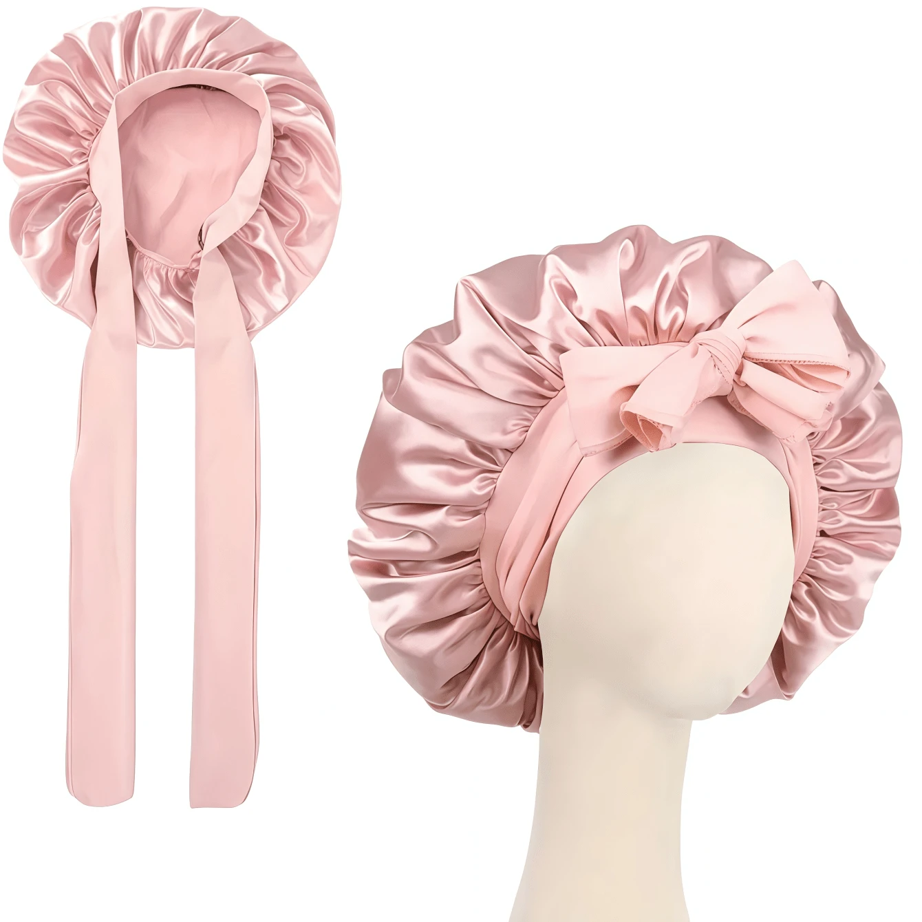 1pc Luxury Satin Sleep Cap With Adjustable Bow Tie - Lightweight Hair Care Cap For Curly/Braided/Natural Hair, Essential For Nighttime Hair Care