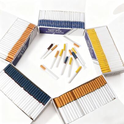 200 de tuburi goale pentru țigări, dimensiune King, cu filtre, fabricate din hârtie, hârtie de țigară, perfecte pentru asamblarea țigărilor DIY, modelul ideal pentru accesoriile de țigară este aleatoriu (diametru: 8,0 mm / 0,3 in)