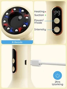 1200mAh USB Rechargeable Electric Cupping & Scraping Massage Device, Equipped With Large Suction Cup, Suitable For Abdomen, Back, Leg Massage, Portable Adjustable Intensity Cupping Massager With 9 Strength Levels, Whole Body Cupping Tool, Suitable For Home Use And As A Gift - Light Yellow - View 6