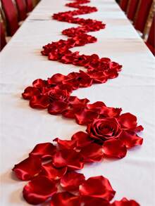 2 Pcs Burgundy Artificial Rose Petals For Valentine's Day, Wedding, Romantic Night - Bulk Fake Silk Rose Flower Decorations - Red - View 3