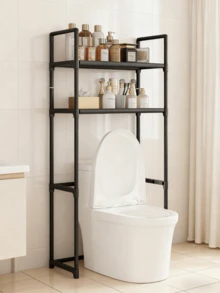 1pc INS Style Black/White Washing Machine Shelf, Multi-Layer Bathroom Laundry Room Storage Rack, Multifunctional Organizer, Space Saving For Rental Apartments - Multicolor - View 14