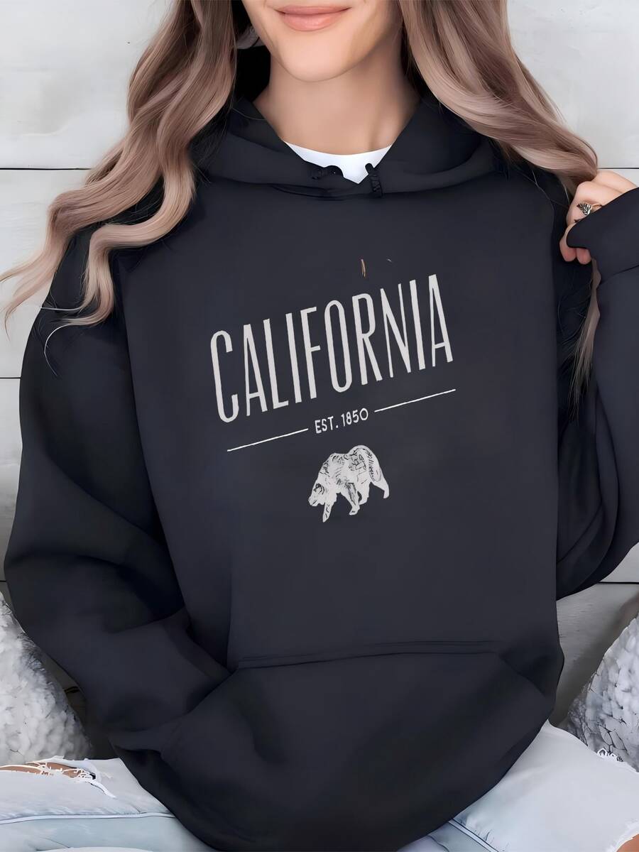 Womens California Wilderness Sweahoodie - California Sweahoodie - California Crewneck - California Bear Shirt - California Shirt - California Gift Hoodie - màu đen - Xem 1