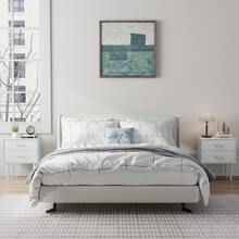 White Bedside Table With 2 Drawers, Bedroom Nightstand, Modern Bedside Table With Wooden Legs, 1 Piece - White - View 6