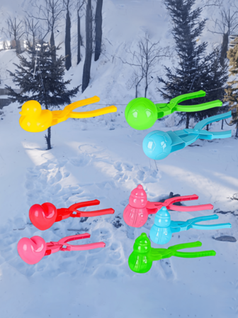 2025新款，4件套豪华户外雪球夹套装，多种形状雪球收集器，适用于投掷雪球，户外运动（颜色和款式随机），雪球制作器，雪花造型器，雪地配件，雪球制作工具