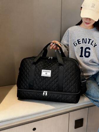 New Large-Capacity Travel Bag, Versatile Women's Fitness Bag, Casual Diamond Shopping Bag, Handbag, Shoulder Bag, Vacation Bag, Maternity Bag, Boarding Bag With Independent Shoe Position, Discharge Bag, Warm Winter, Same Style For Men And Women, Lightweight Foldable Luggage Bag