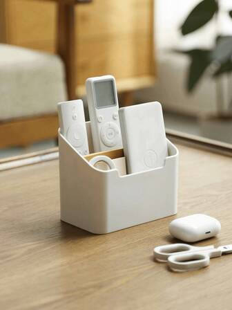 1PC Bamboo Wood Desktop Storage Organizer, Multi-Functional Stationery Storage Box, Pen Holder, Makeup Brush Holder, Remote Control Holder, Multi-Compartment Design For Office, Home, Cosmetics, Electronics, Space-Saving Desk Organizer, Ideal Birthday Gift