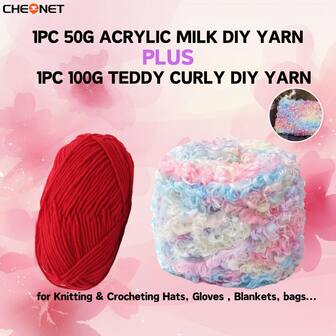 1 pieza CHEONET Hilo 100% poliéster, hilo grueso para manualidades de tejido y ganchillo de manta DIY